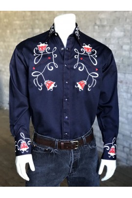 Rockmount Ranch Wear Westernhemd Tulip Embroidery Navy