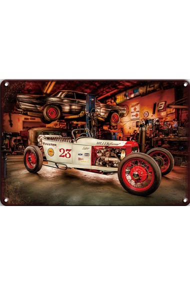 Blechschild Hot Road Garage