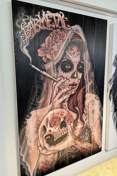 Barmetal Design auf Holzlatten La Catrina 60x90 CM