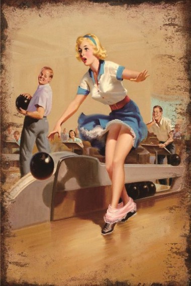 Blechschild Pin up Bowling