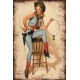 Blechschild Pin up Cowgirl