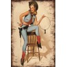 Blechschild Pin up Cowgirl