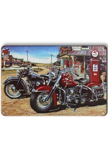 Blechschild Motorrad Tankstelle