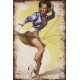 Blechschild Pin up Cowgirl Lasso