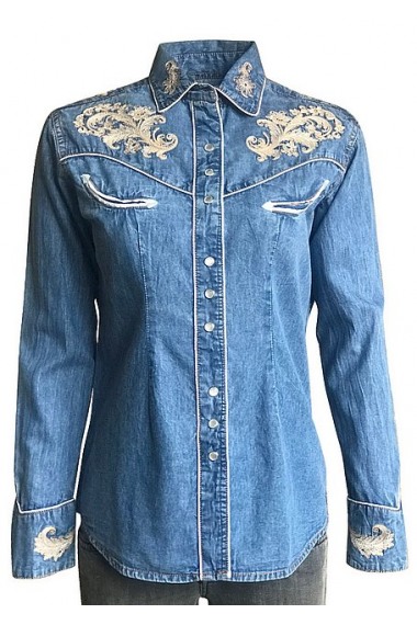 Rockmount Ranch Wear Frauen Vintage Floral Jeansbluse