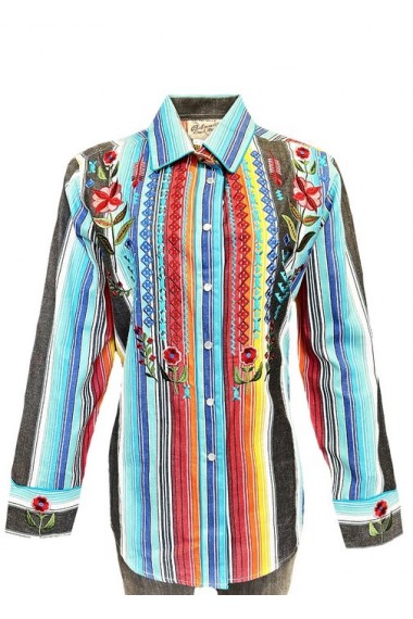 Rockmount Ranch Wear Frauen Hemd Serape Boho Cascading Embroidery