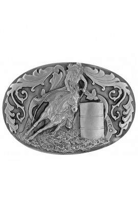 Western Express Gürtelschnalle Barrel Racer Silber BU-012-P