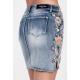 Grace in LA Jeans Rock mit Blumen  JKW51914
